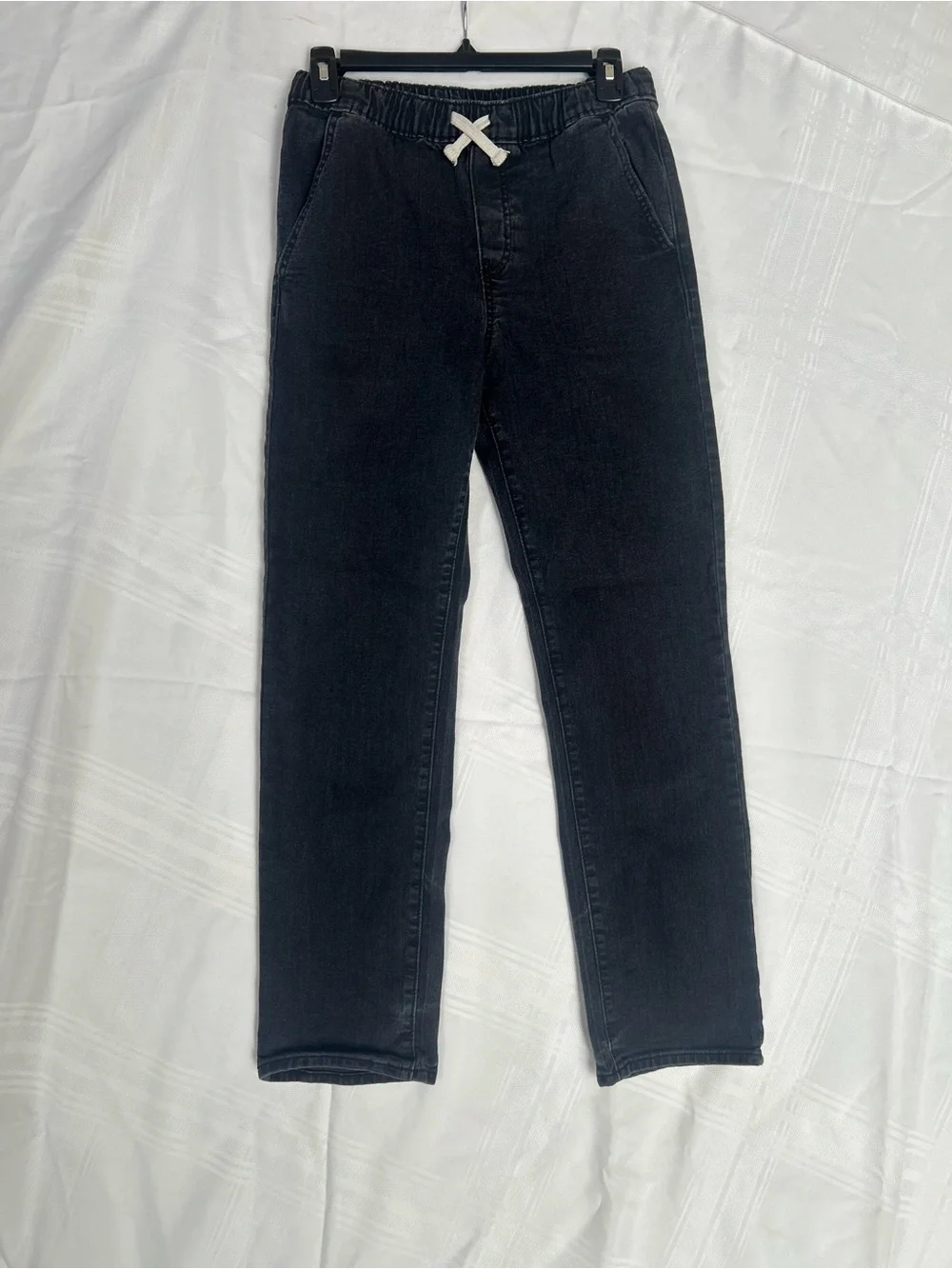 Boys XL Old Navy Black/Gray Relaxed Drawstring Denim style pants elastic waist.
